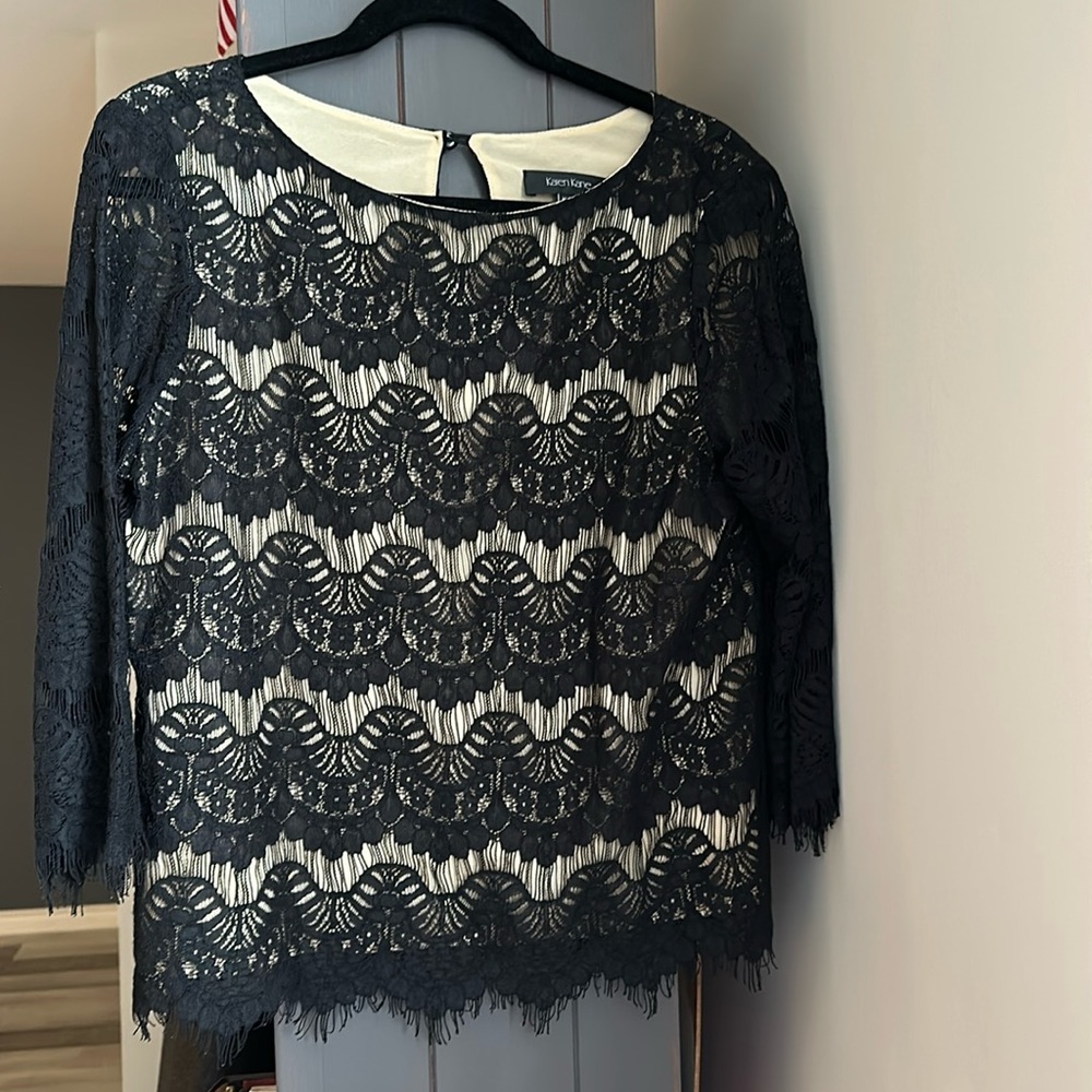 Karen Kane black lacy top